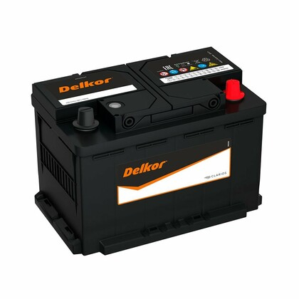 Аккумулятор DELKOR 75 А/Ч обратная полярность (LB3.0, низк, 57539)