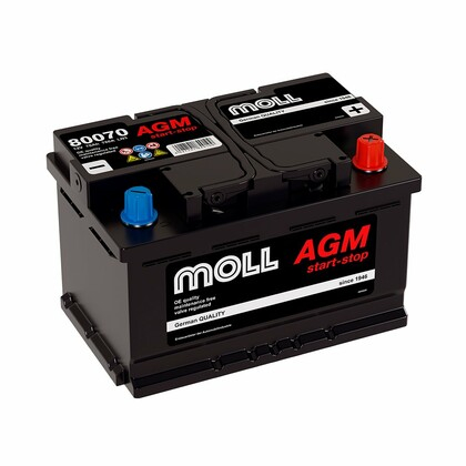 Аккумулятор MOLL AGM 70 А/Ч обратная полярность (L3.0, 80070)