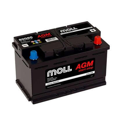 Аккумулятор MOLL AGM 80 А/Ч обратная полярность (L4.0, 80080)