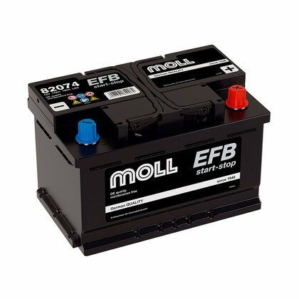 Аккумулятор MOLL EFB 74 А/Ч обратная полярность (L3.0, 82074)