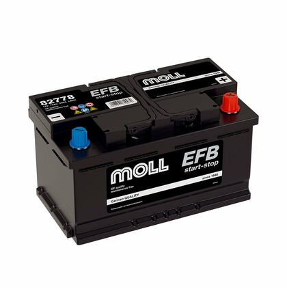 Аккумулятор MOLL EFB 78 А/Ч обратная полярность (LB4.0, низк, 82778)