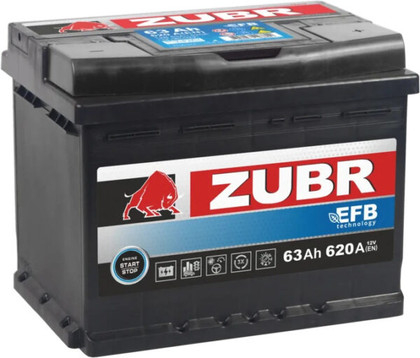 Аккумулятор ZUBR EFB 63 А/ч обр.пол.
