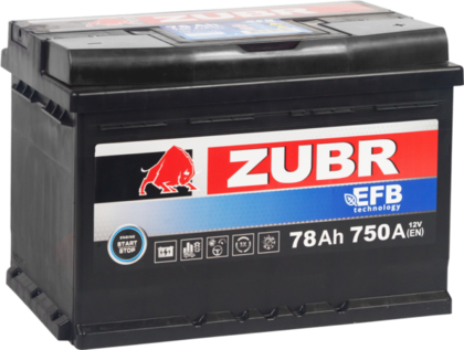 Аккумулятор ZUBR EFB 78 А/ч обр.пол.