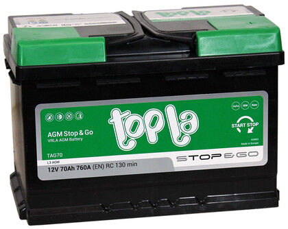 Аккумулятор 6СТ-70 TOPLA  AGM 70 А/ч о.п.Stop&Go