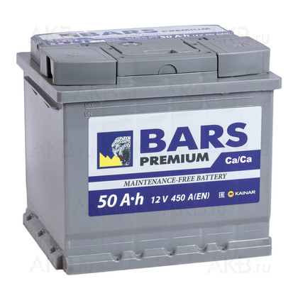 Аккумулятор BARS PREMIUM 6СТ-50 обратная полярность кубик