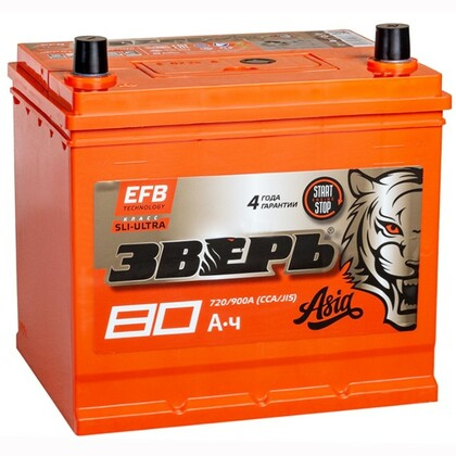 Аккумулятор Зверь EFB Asia 80 А/ч обратная полярность