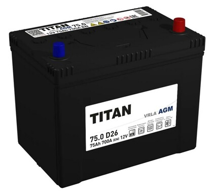 Аккумулятор  TITAN ASIA AGM 6СТ-75.0 D26 B00